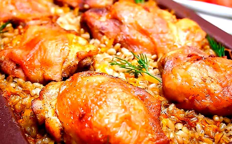 Курица с ячневой крупой в духовке рецепт с фото пошагово