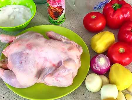 Подготовим курицу с овощами
