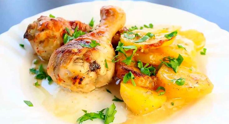 Куриные голени с картошкой в духовке - очень простой рецепт с пошаговыми фото